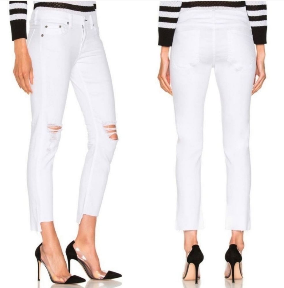 Rag & Bone Dre Capri Distressed White Jeans - 26